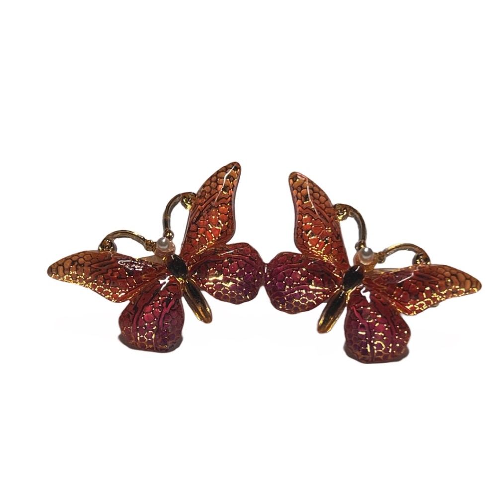 Orange & pink butterfly hair clip